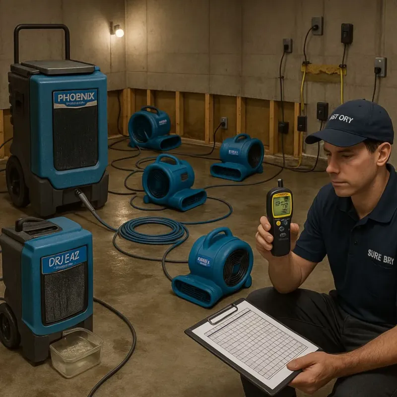 Structural Drying and Dehumidification process in Sauk City, WI